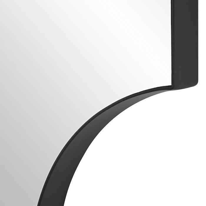 Haus Appeal Archer 32x20in Wall Mirror | Satin Black Iron Frame with Scalloped Corners | Entryway & Bathroom Accent | Vertical or Horizontal | Model W00568