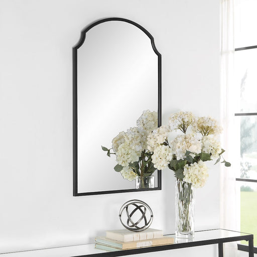 Haus Appeal Braxton 36x22in Mirror | Satin Black Metal Frame | Bathroom Vanity & Foyer Accent Mirror | 21.75 x 36 x 1 in, Vertical Mount | Model W00577