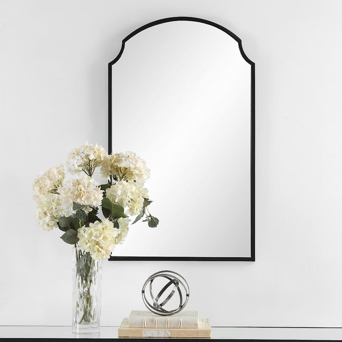 Haus Appeal Braxton 36x22in Mirror | Satin Black Metal Frame | Bathroom Vanity & Foyer Accent Mirror | 21.75 x 36 x 1 in, Vertical Mount | Model W00577