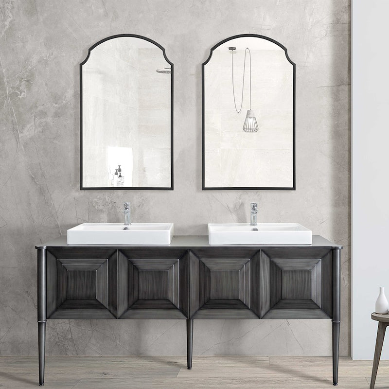 Haus Appeal Braxton 36x22in Mirror | Satin Black Metal Frame | Bathroom Vanity & Foyer Accent Mirror | 21.75 x 36 x 1 in, Vertical Mount | Model W00577