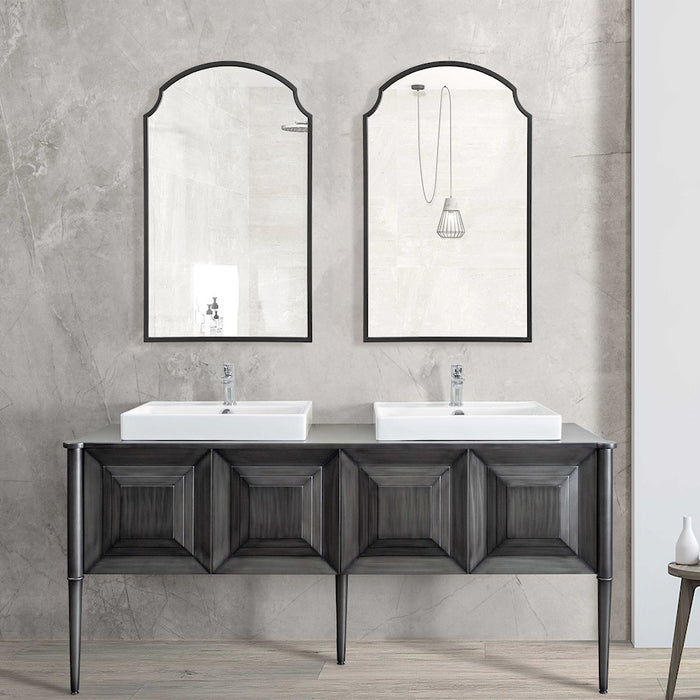 Haus Appeal Braxton 36x22in Mirror | Satin Black Metal Frame | Bathroom Vanity & Foyer Accent Mirror | 21.75 x 36 x 1 in, Vertical Mount | Model W00577