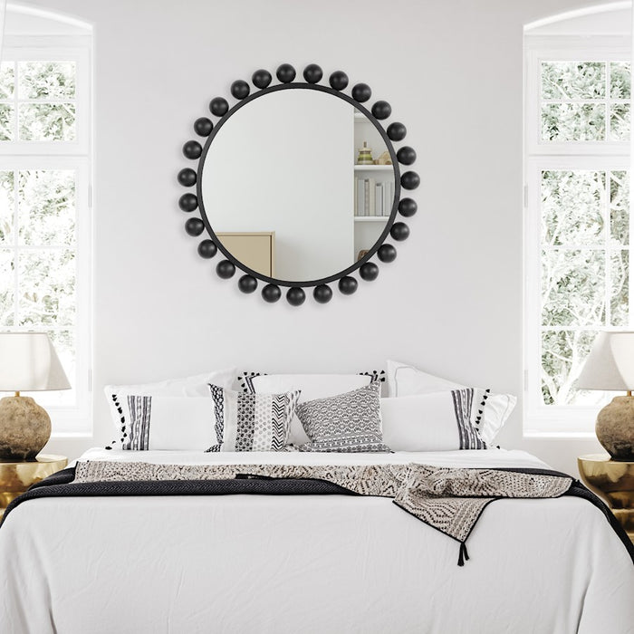 Haus Appeal Barrett 34in Round Wall Mirror | Modern Matte Black | Entryway & Living Room Accent Mirror | 33.88 x 33.88 x 1.62 in, 12 lbs | Model W00578