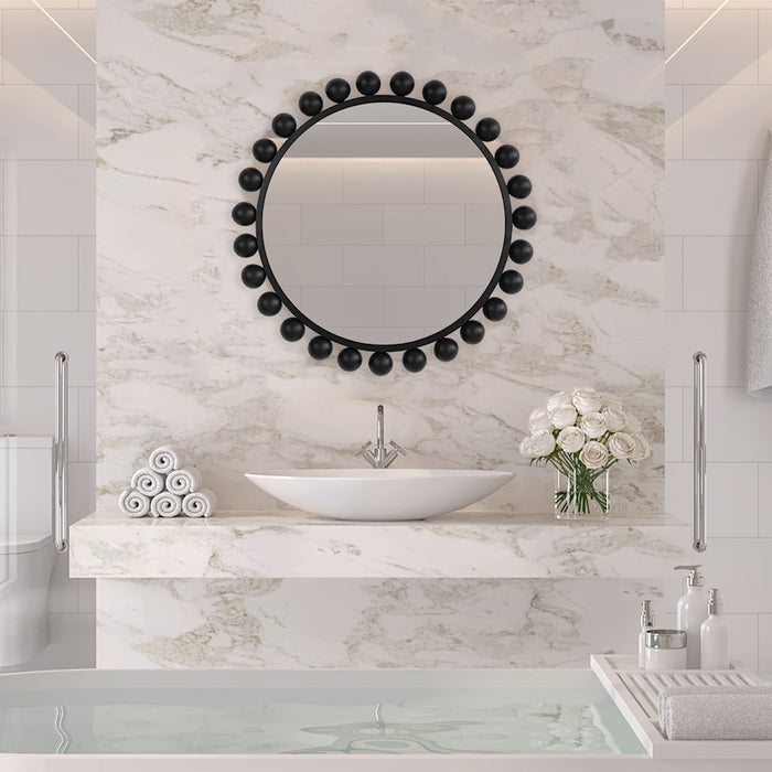 Haus Appeal Barrett 34in Round Wall Mirror | Modern Matte Black | Entryway & Living Room Accent Mirror | 33.88 x 33.88 x 1.62 in, 12 lbs | Model W00578