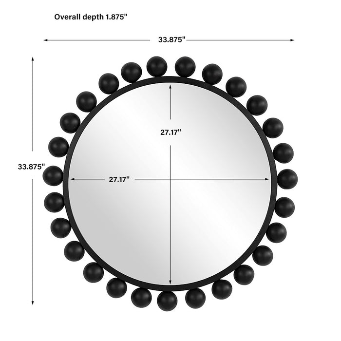 Haus Appeal Barrett 34in Round Wall Mirror | Modern Matte Black | Entryway & Living Room Accent Mirror | 33.88 x 33.88 x 1.62 in, 12 lbs | Model W00578