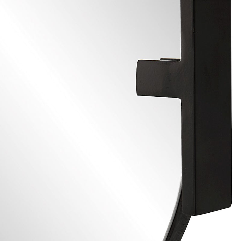 Haus Appeal Hayes 23x38in Pill Shaped Mirror | Frameless with Two Satin Black Metal Strips| Bathroom & Powder Room Vanity | Vertical Mount | Model W00581