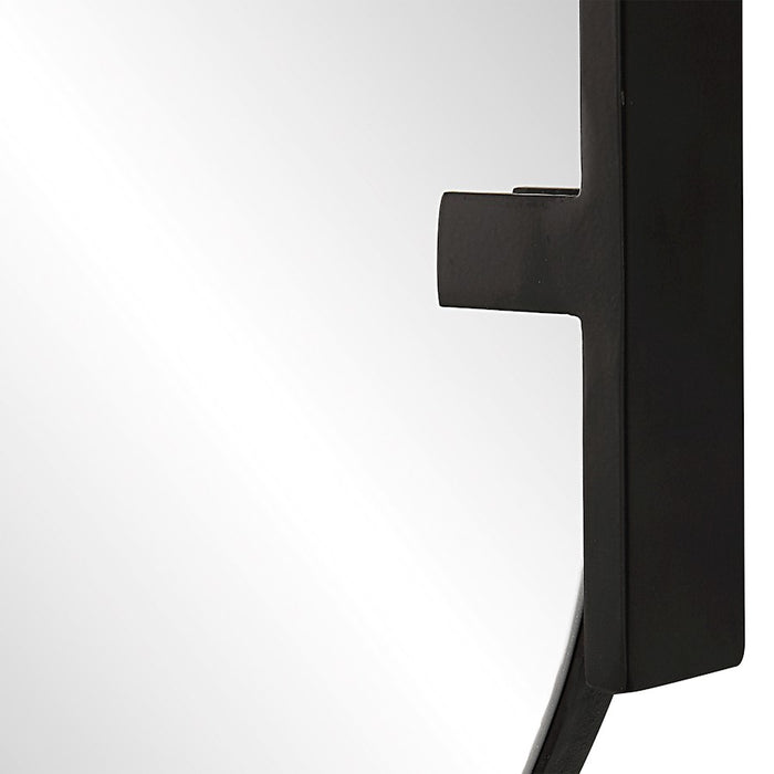 Haus Appeal Hayes 23x38in Pill Shaped Mirror | Frameless with Two Satin Black Metal Strips| Bathroom & Powder Room Vanity | Vertical Mount | Model W00581