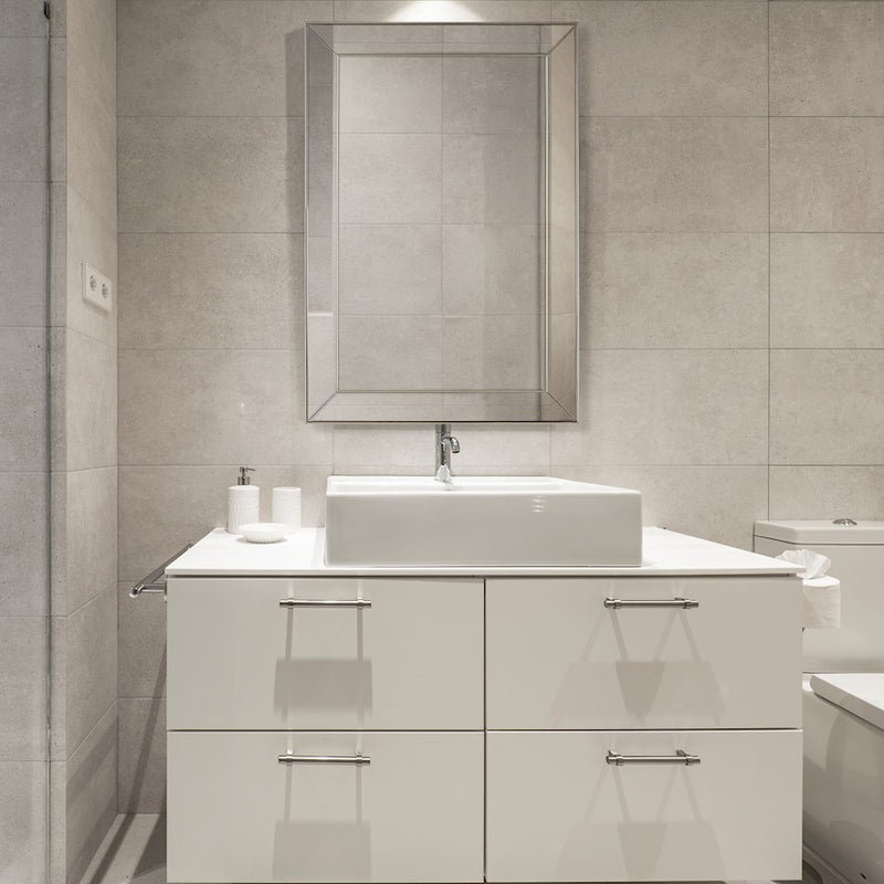 Haus Appeal Avery 34x23in Rectangular Wall Mirror | Beveled Mirror and Nickel Frame | Entryway & Bathroom Accent | 34 x 23 x 1.25 in | Model W00589