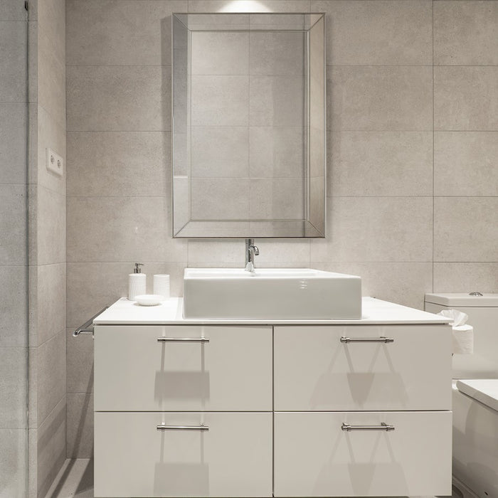 Haus Appeal Avery 34x23in Rectangular Wall Mirror | Beveled Mirror and Nickel Frame | Entryway & Bathroom Accent | 34 x 23 x 1.25 in | Model W00589