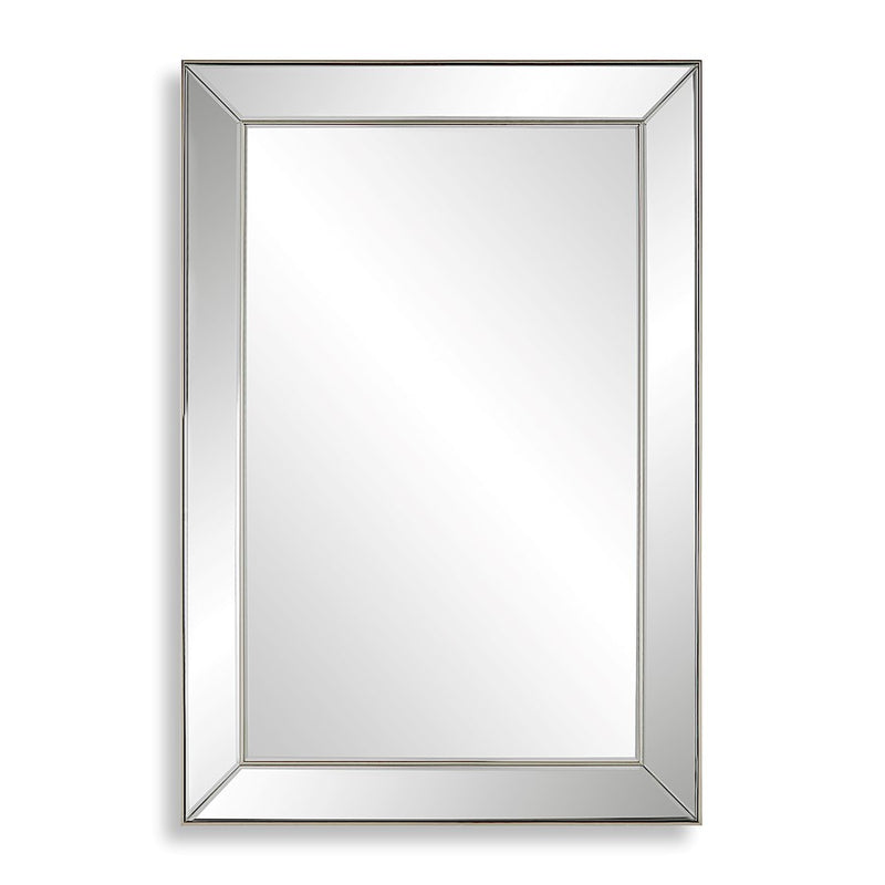 Haus Appeal Avery 34x23in Rectangular Wall Mirror | Beveled Mirror and Nickel Frame | Entryway & Bathroom Accent | 34 x 23 x 1.25 in | Model W00589