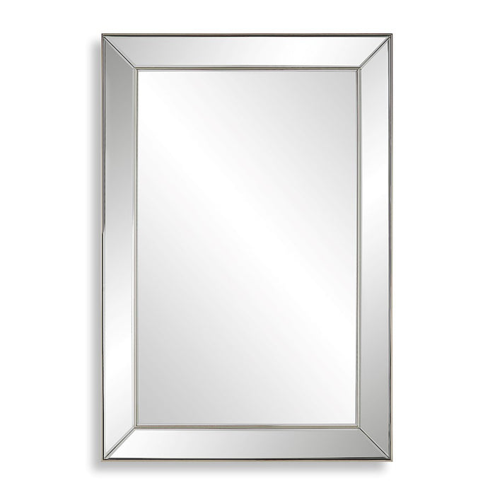Haus Appeal Avery 34x23in Rectangular Wall Mirror | Beveled Mirror and Nickel Frame | Entryway & Bathroom Accent | 34 x 23 x 1.25 in | Model W00589