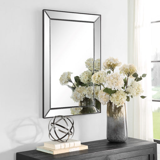 Haus Appeal Preston 34x23in Rectangular Wall Mirror | Mirrored and Dark Bronze | 34H x 23W, Vertical or Horizontal Hang | Model W00590