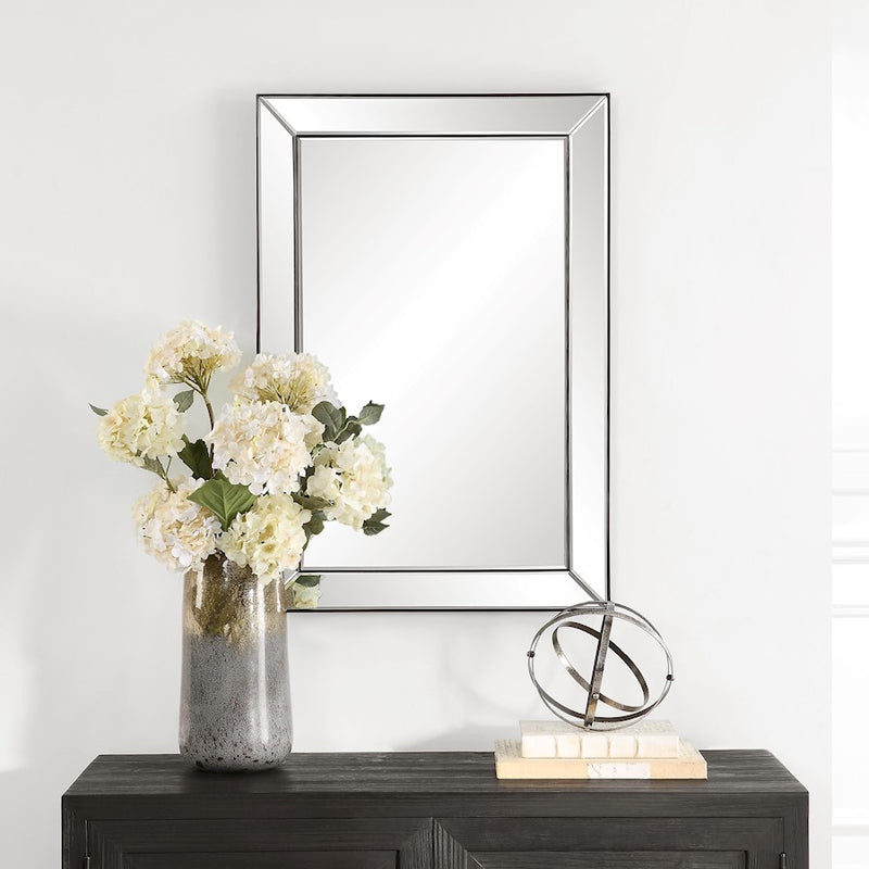 Haus Appeal Preston 34x23in Rectangular Wall Mirror | Mirrored and Dark Bronze | 34H x 23W, Vertical or Horizontal Hang | Model W00590