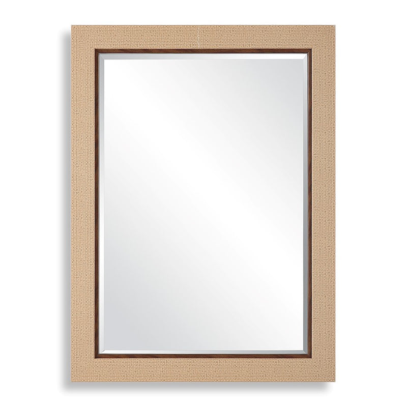 Haus Appeal Emerson 38x28in Bathroom & Entryway Wall Mirror | Coastal Basket Weave Frame | 28 x 38 in, Dark Brown Liner, Moisture-Resistant | Model W00591