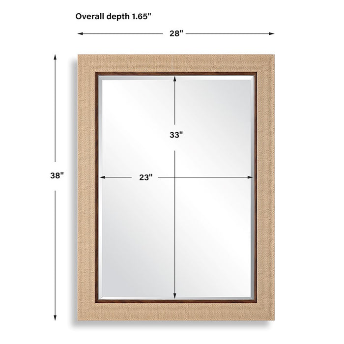 Haus Appeal Emerson 38x28in Wall Mirror | Coastal Basket Weave Frame | Bathroom & Entryway Wall Mirror | 28 x 38 in, Dark Brown Liner, Moisture-Resistant | Model W00591
