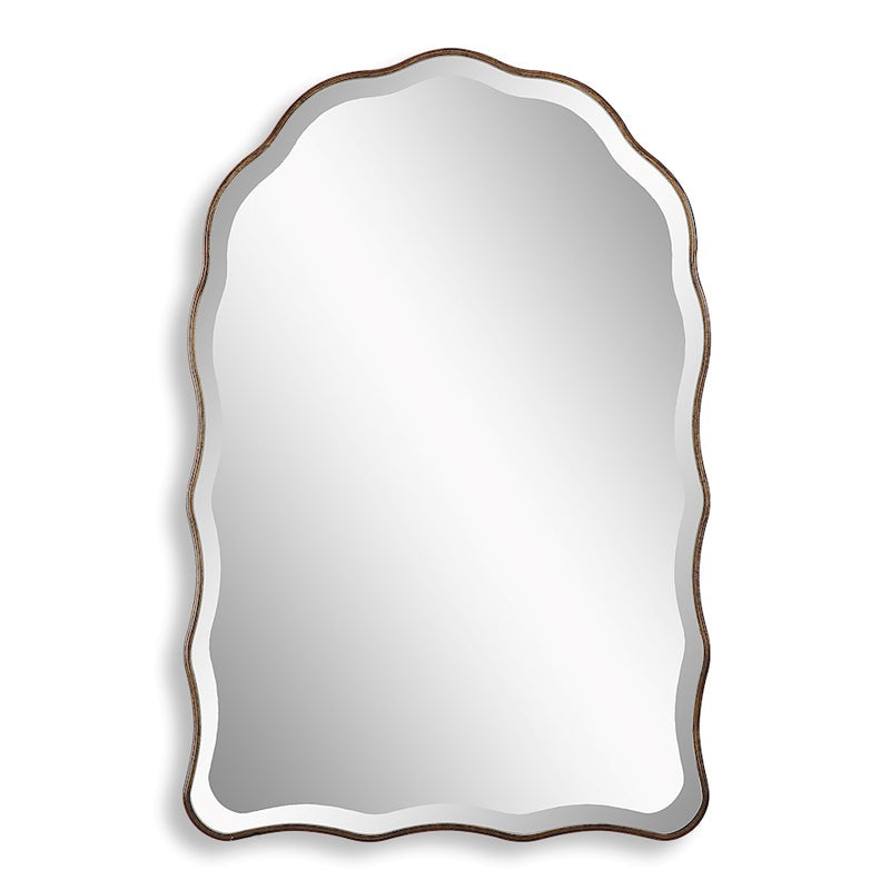 Haus Appeal Lennox 36x24in Arch Wall Mirror with Scalloped Edges | Antique Bronze & Gold Frame | Entryway & Bathroom Accent | Beveled Edge | Model W00592