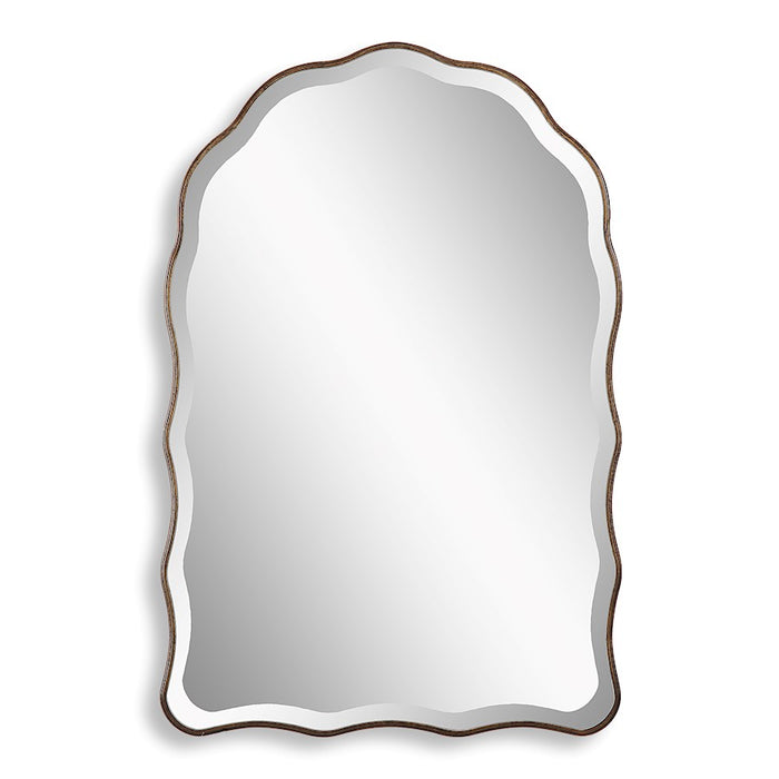 Haus Appeal Lennox 36x24in Arch Wall Mirror with Scalloped Edges | Antique Bronze & Gold Frame | Entryway & Bathroom Accent | Beveled Edge | Model W00592