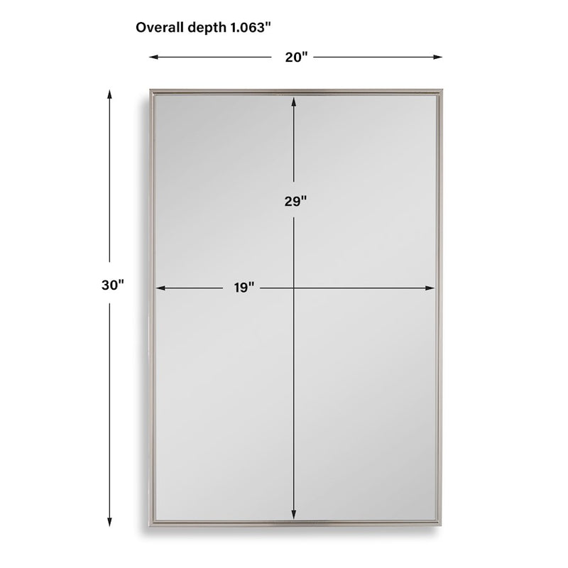 Haus Appeal Rylan 30x20in Wall Mirror | Warm Silver Polystyrene Frame | Bathroom & Entryway Accent | 1 x 20 x 30 in | Vertical or Horizontal | Model W00594