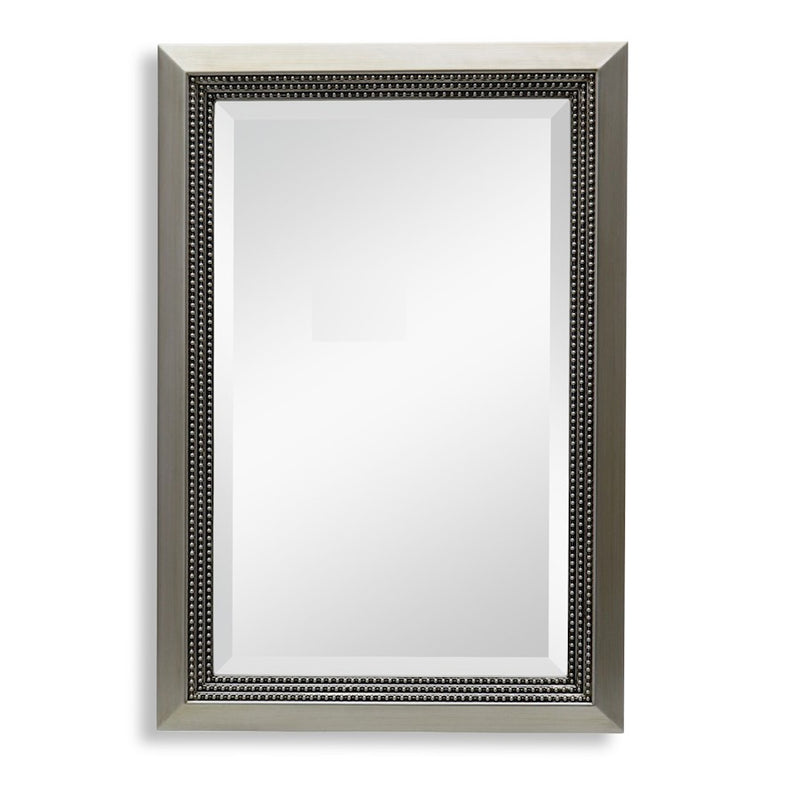 Haus Appeal Aida 36x24in Wall Mirror | Warm Silver Beaded Frame | Entryway & Bathroom Accent | 1.25 x 24 x 36 in | Vertical/Horizontal Mount | Model W00595