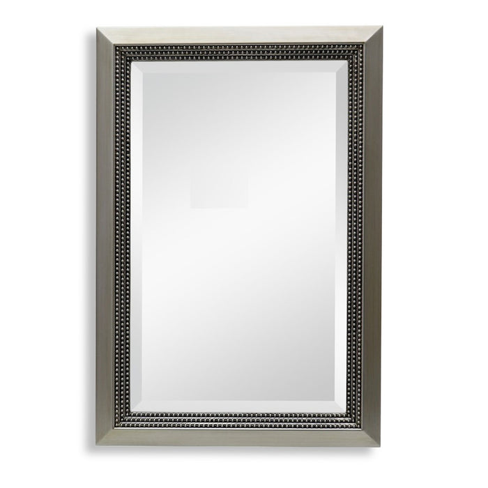 Haus Appeal Aida 36x24in Wall Mirror | Warm Silver Beaded Frame | Entryway & Bathroom Accent | 1.25 x 24 x 36 in | Vertical/Horizontal Mount | Model W00595