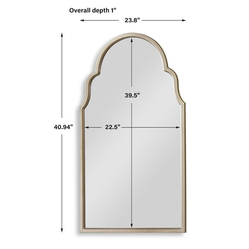 Haus Appeal Kyro 24x41in Arch Wall Mirror with Graceful Curves | Warm Silver Frame | Entryway & Bathroom Accent Mirror | Vertical Mount | Model W00596