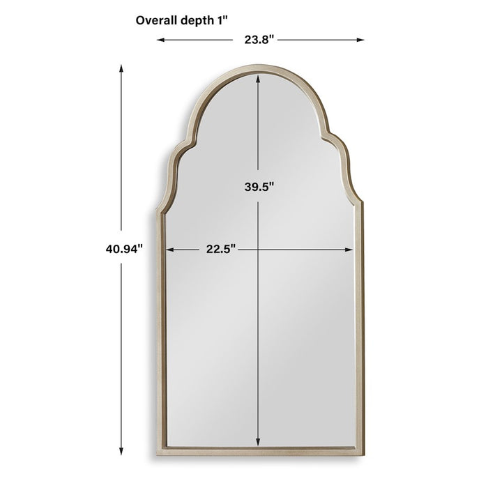 Haus Appeal Kyro 24x41in Arch Wall Mirror with Graceful Curves | Warm Silver Frame | Entryway & Bathroom Accent Mirror | Vertical Mount | Model W00596