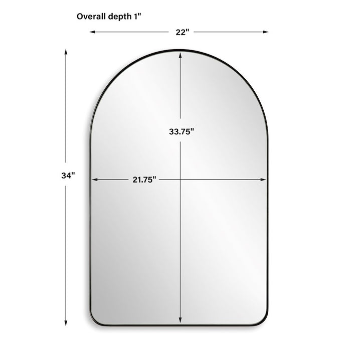 Haus Appeal Brockton 34x22in Arch Mirror | Satin Black Iron & Glass | Foyer & Bathroom Accent Mirror | 22 x 34 x 1 in, Vertical Mount | Model W00604