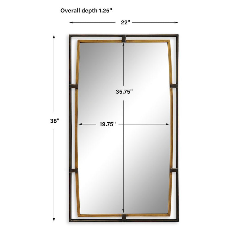 Haus Appeal Quincy 38x22in Rectangular Dual Frame Wall Mirror | Distressed Rustic Bronze & Antiqued Gold | Entryway & Bedroom Accent Mirror | Model W00607