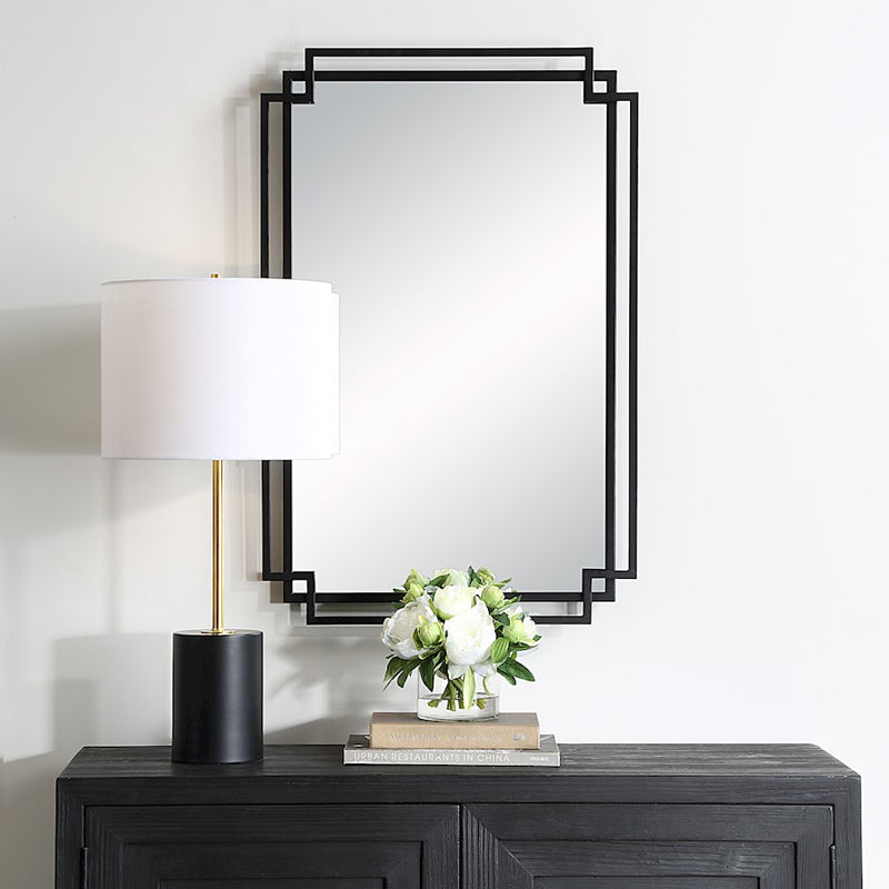 Haus Appeal Palermo 34x22in Wall Mirror | Matte Black Metal Frame | Entryway & Bathroom Accent | Hang Vertically or Horizontally | Model W00612