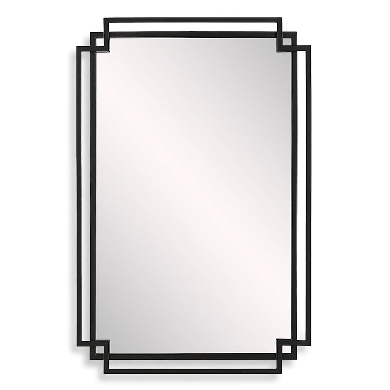 Haus Appeal Palermo 34x22in Wall Mirror | Matte Black Metal Frame | Entryway & Bathroom Accent | Hang Vertically or Horizontally | Model W00612