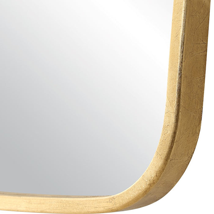 Haus Appeal Milano 34x22in Wall Mirror | Contemporary Gold Leaf Metal Frame with Soft Curves | Entryway & Bathroom Accent | Vertical Mount | Model W00614