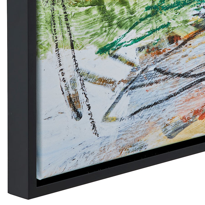 Haus Appeal Destination Framed Canvas | Black Solid Wood Gallery Frame | Living Room & Bedroom Wall Decor | 37.25 x 25.25 x 1.12 in, Abstract Blue & White Art | Model W03000