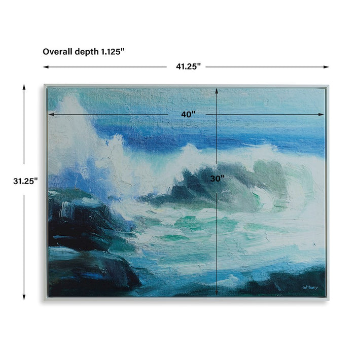 Haus Appeal Wave Framed Canvas | Ocean Art in White Gallery Frame | Living Room & Office Wall Decor | 41.25in Wide, Giclee Print | Model W03009