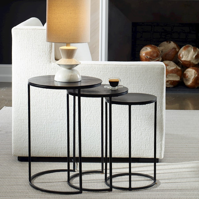 Haus Appeal Ironhorse Nesting Tables, Set of 3 | Industrial Espresso Iron & Aluminum | Living Room & Family Room Accent | 17 x 17 x 23.7 in | Model W23000
