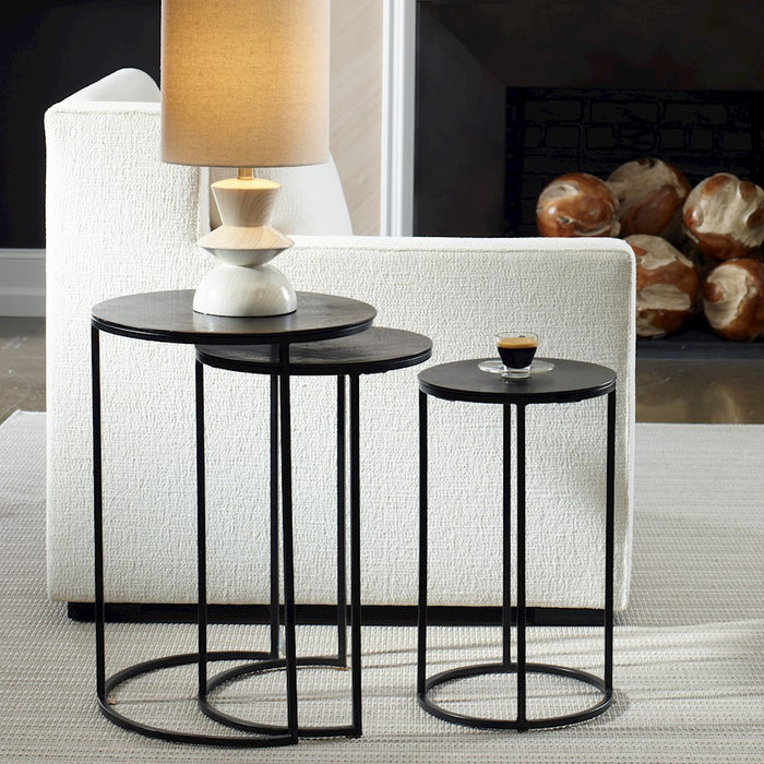 Haus Appeal Ironhorse Nesting Tables, Set of 3 | Industrial Espresso Iron & Aluminum | Living Room & Family Room Accent | 17 x 17 x 23.7 in | Model W23000