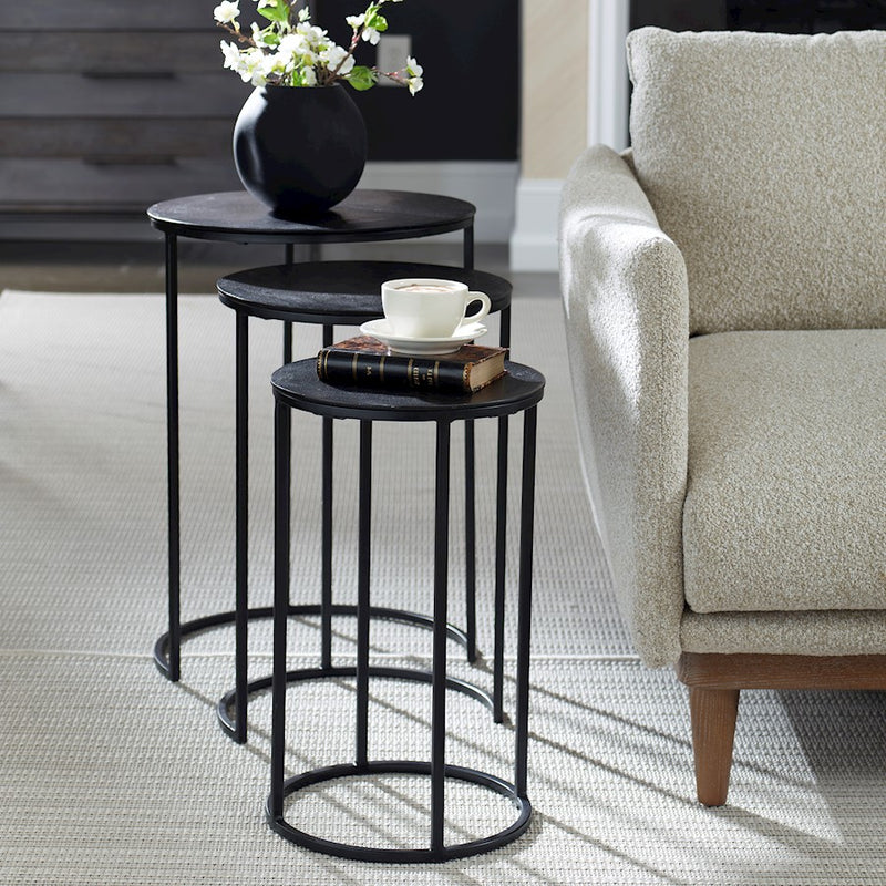Haus Appeal Ironhorse Nesting Tables, Set of 3 | Industrial Espresso Iron & Aluminum | Living Room & Family Room Accent | 17 x 17 x 23.7 in | Model W23000