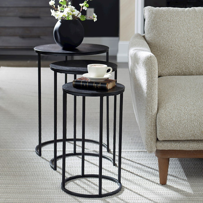 Haus Appeal Ironhorse Nesting Tables, Set of 3 | Industrial Espresso Iron & Aluminum | Living Room & Family Room Accent | 17 x 17 x 23.7 in | Model W23000