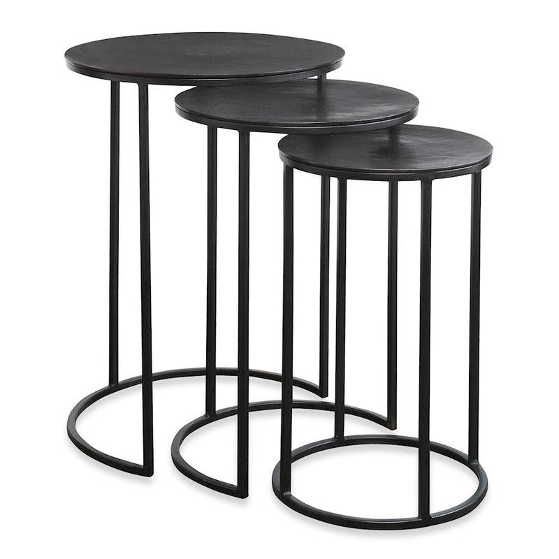 Haus Appeal Ironhorse Nesting Tables, Set of 3 | Industrial Espresso Iron & Aluminum | Living Room & Family Room Accent | 17 x 17 x 23.7 in | Model W23000