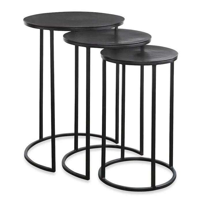 Haus Appeal Ironhorse Nesting Tables, Set of 3 | Industrial Espresso Iron & Aluminum | Living Room & Family Room Accent | 17 x 17 x 23.7 in | Model W23000