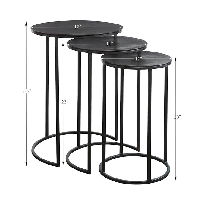 Haus Appeal Ironhorse Nesting Tables, Set of 3 | Industrial Espresso Iron & Aluminum | Living Room & Family Room Accent | 17 x 17 x 23.7 in | Model W23000