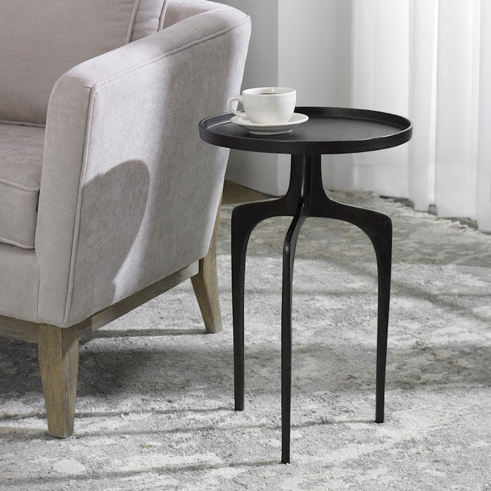 Haus Appeal Savian 15in Round Accent Table | Espresso Cast Aluminum | Living Room & Reading Nook Side Table | 15 x 15 x 22 in | Model W23002