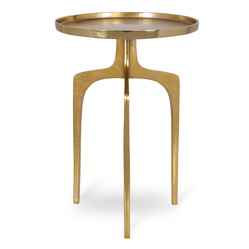 Haus Appeal Savian 15in Round Accent Table | Soft Gold Cast Aluminum | Living Room & Bedroom Side Table | 15 x 15 x 22 in, Open Base | Model W23003