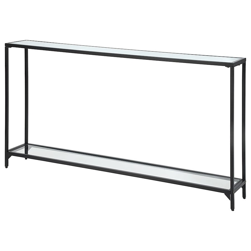 Haus Appeal Reece 56in Accent Table | Satin Black Metal & Mirrored Top | Foyer & Living Room Console | 8 x 56 x 30 in | Model W23006