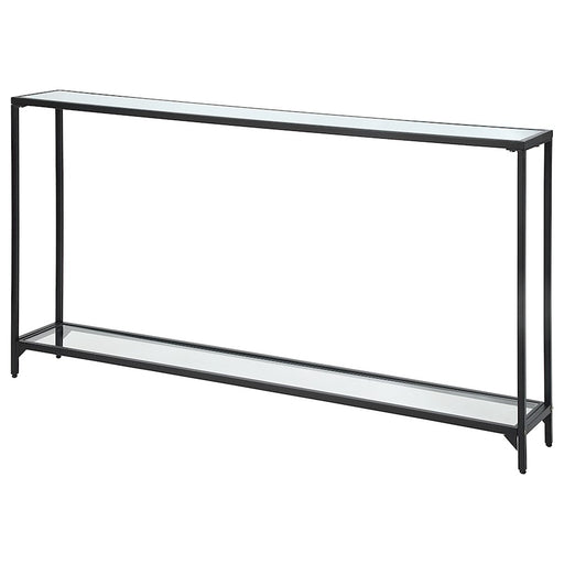 Haus Appeal Reece 56in Accent Table | Satin Black Metal & Mirrored Top | Foyer & Living Room Console | 8 x 56 x 30 in | Model W23006
