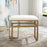 Haus Appeal Ruffus Iron Bench 25in Wide | Modern Antique Brushed Brass & Off-White Fabric | Entryway & Bedroom Bench | 19in Tall, Cushioned Top | Model W23009