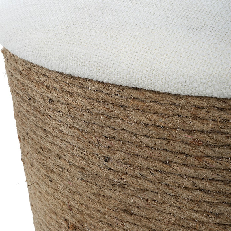 Haus Appeal Juniper Storage Bench | Natural Fiber Rope & Upholstered | Entryway & Living Room Accent | 18.5in H x 18.25in W, Removable Top | Model W23012