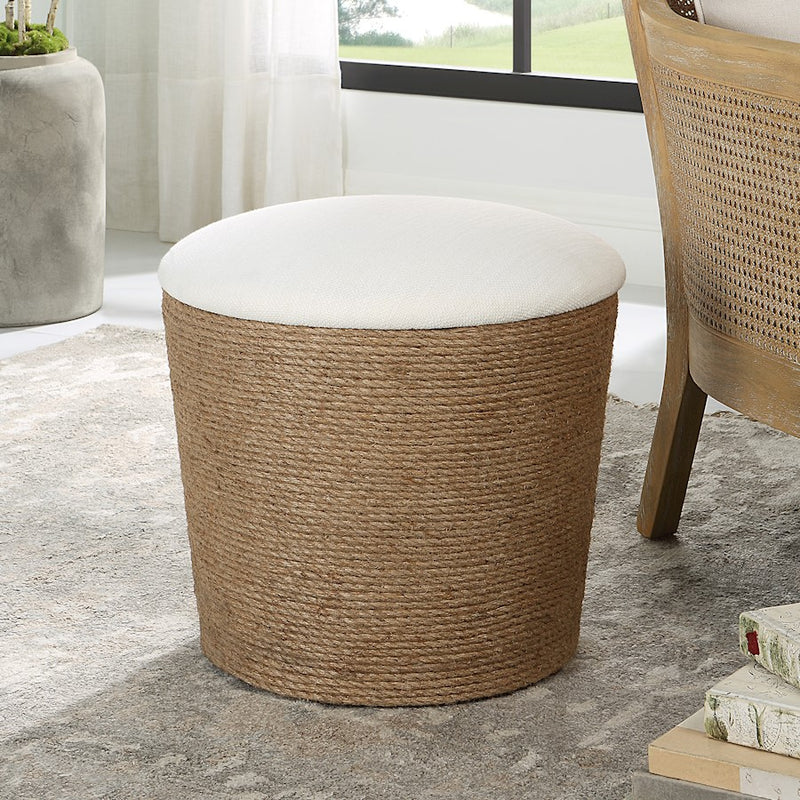 Haus Appeal Juniper Storage Bench | Natural Fiber Rope & Upholstered | Entryway & Living Room Accent | 18.5in H x 18.25in W, Removable Top | Model W23012