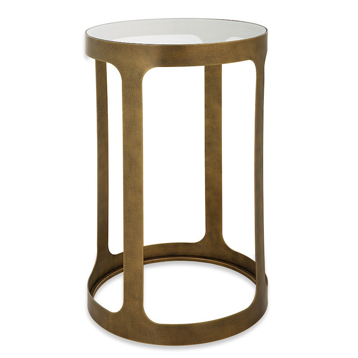 Haus Appeal Colby Accent Table | Antique Brushed Gold Iron & Glass | Living Room & Entryway Side Table | 15.25in Square, 24.75in Tall | Model W23017