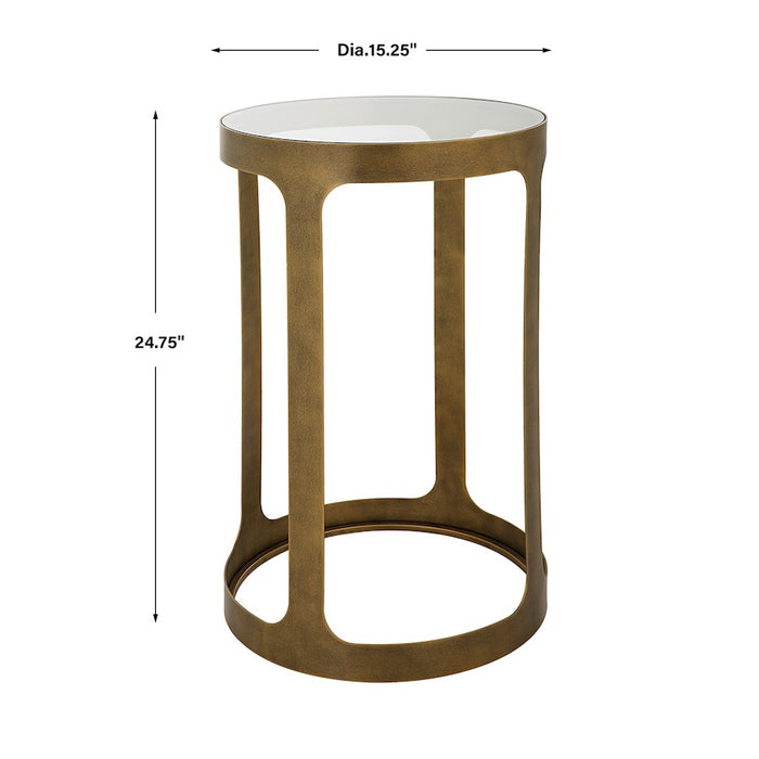 Haus Appeal Colby Accent Table | Antique Brushed Gold Iron & Glass | Living Room & Entryway Side Table | 15.25in Square, 24.75in Tall | Model W23017