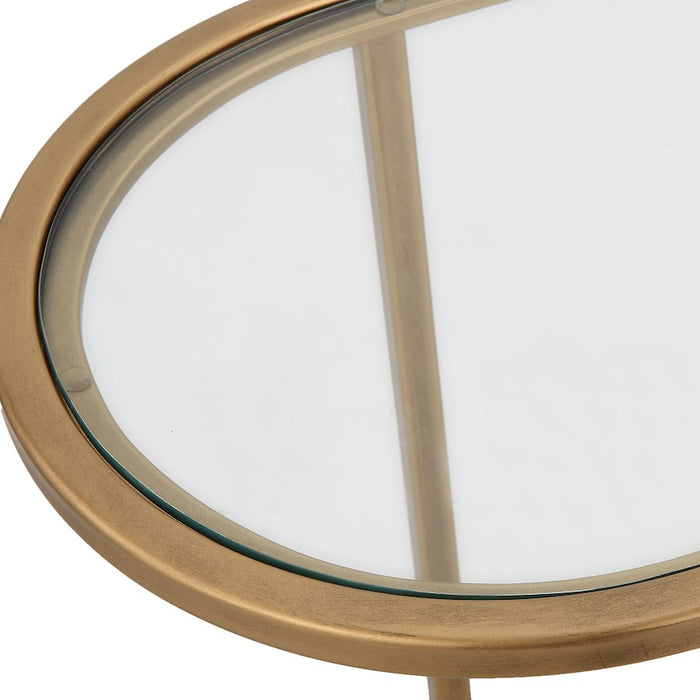 Haus Appeal Henrietta Nesting Tables 2-Piece | Antique Brushed Brass Iron & Glass | Living Room & Family Room | 24W x 12.5D x 22H in | Model W23018