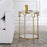Haus Appeal Biltmore 17in Round Side Table | Antique Gold Iron & Mirrored Top | Living Room & Entryway Accent Table | 17 x 17 x 24 in, Two-Tier | Model W23022